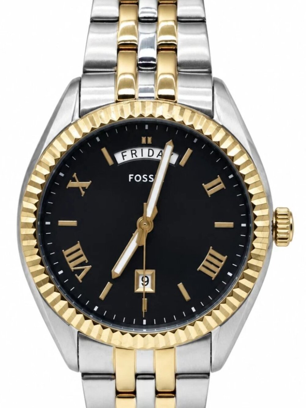 Fossil Campbell FS6141 Mens 42mm Two Tone Stainless Steel Blue Dial Watch